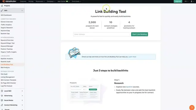 'Video thumbnail for SEMrush Link Building Tool'