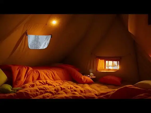 'Video thumbnail for On a snowstorm day, rest in a tent in the wild, accompanied by the sound of wind and snow, relax'