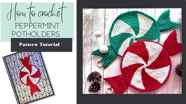 Video thumbnail for Crochet Christmas Peppermint Potholder pattern