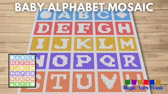 Video thumbnail for FREE GRAPH Baby Alphabet Mosaic C2C & Tapestry Crochet Pattern | Magic Yarn Pixels