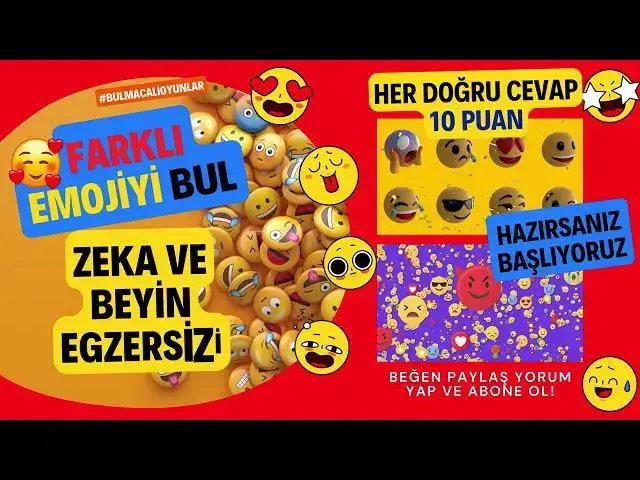 'Video thumbnail for İnanılmaz Zor! Farklı Emojiyi Bul | BULMACALI OYUNLAR #emojioyunları #oyunlar #farklıemojiyibul'