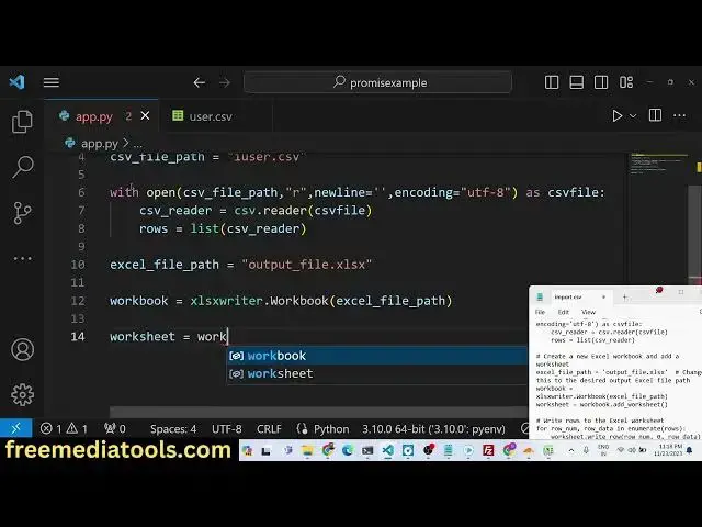 Video thumbnail for How to Convert CSV to Excel File Using xlsxwriter Library in Python