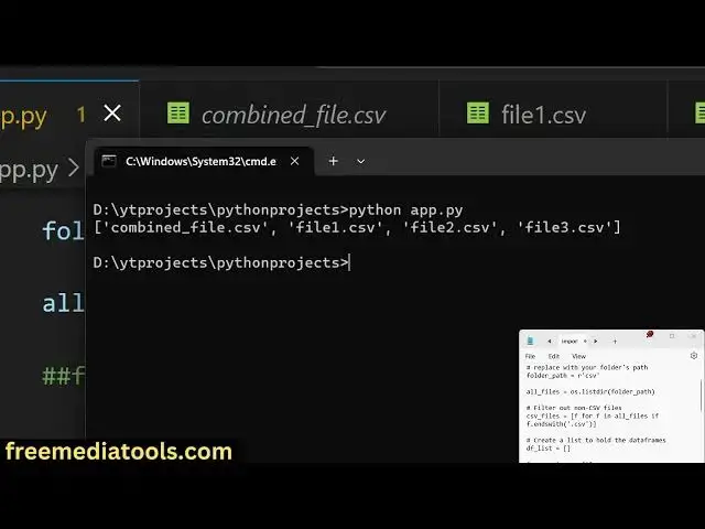 Video thumbnail for Python 3 Script to Merge All CSV Files in Folder to One CSV File Using Pandas Library