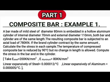 'Video thumbnail for Compound/Composite Bars - Example 1 (PART1)| #StrengthofMaterials  #educationfoundationtutorials'