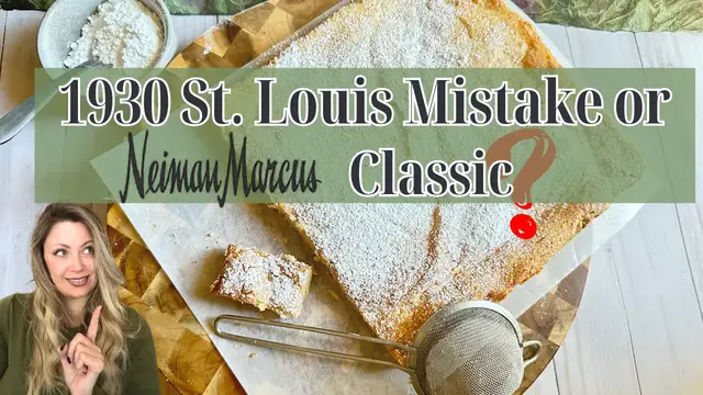 'Video thumbnail for Ooey Gooey Butter Cake History & Neiman Marcus Cake Taste Test | St. Louis Dessert Classic'