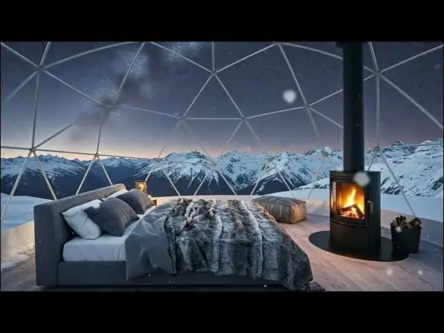 'Video thumbnail for Sleeping and Relaxing inside Lovely Bedroom with snowing sound'