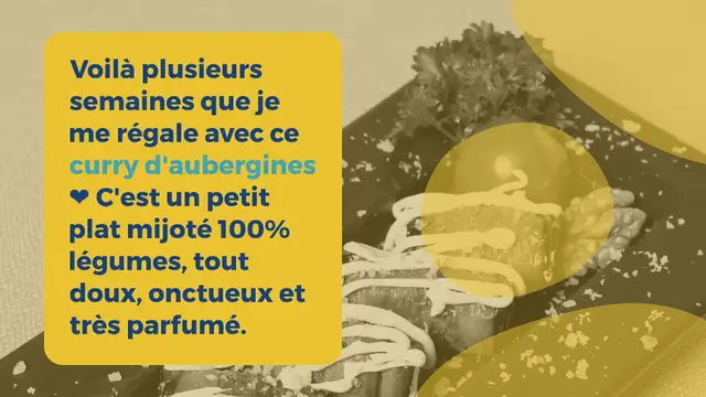 Video thumbnail for Curry d’aubergines au lait de coco