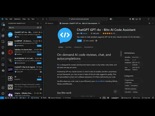Video thumbnail for 🔥 Bito AI VSCode Code Assistant is NEXT LEVEL! Better Than Copilot, Claude & Cursor??