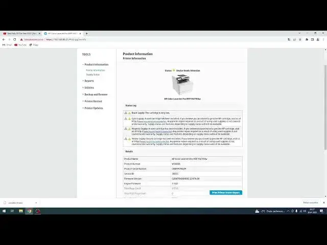 Video thumbnail for How to check all printer info on Hp Color LaserJet Pro / Check printer informtion on Hp LaserJet Pro