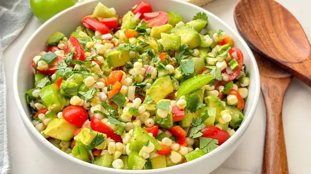 Video thumbnail for Corn And Fresh Tomatillo Salad Recipe