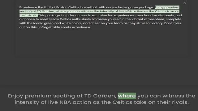 Video thumbnail for seating at TD Garden, where you can witness the intensity of live NBA action as the Celtics take on their rivals. This package includes access to exclusive fan experiences, merchandise discounts, and a chance to meet fellow Celtics enthus