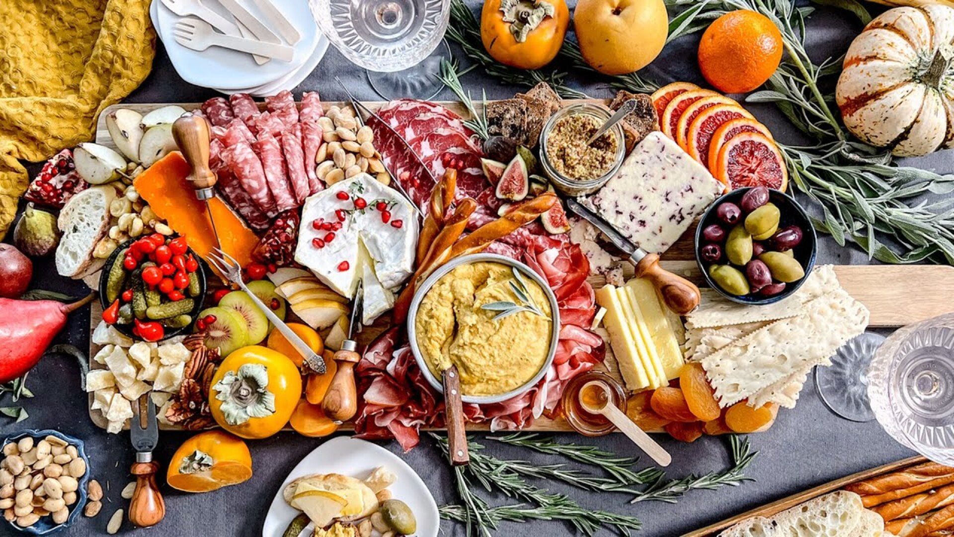 Video thumbnail for Thanksgiving Charcuterie Board With Pumpkin-Sage Hummus Recipe