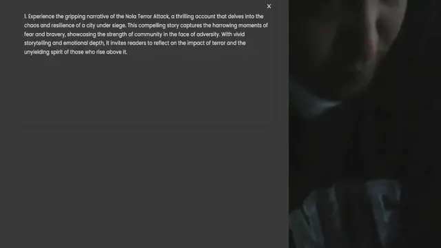 Video thumbnail for 1. Experience the gripping narrative of the Nola Terror Attack, a thrilling account that delves into the chaos and resilience of a city under siege. This compelling story captures the harrowing moments of fear and bravery, showcasing the