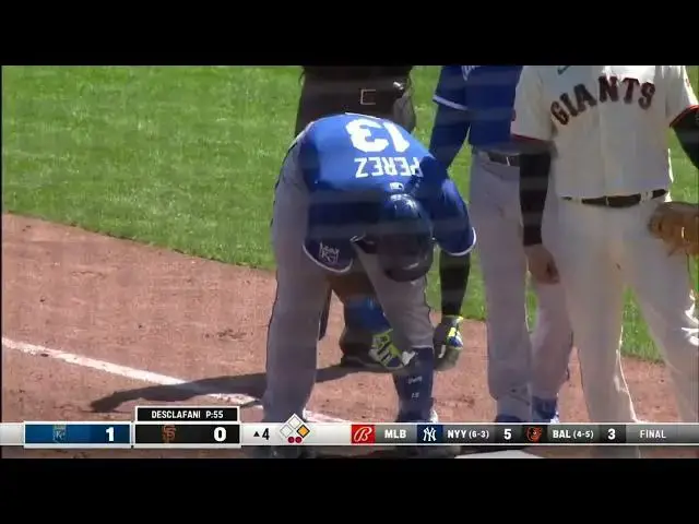 'Video thumbnail for Salvador Perez CRANKS a RBI Single, Scoring Vinnie Pasquantino! | Kansas City Royals | 4/9/2023'