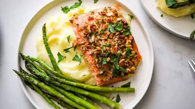 'Video thumbnail for Walnut And Sage-Crusted Salmon Recipe'