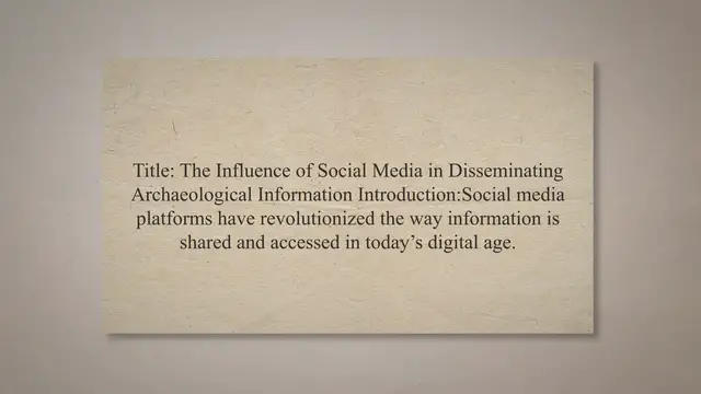 'Video thumbnail for Influence of social media in disseminating archaeological information'