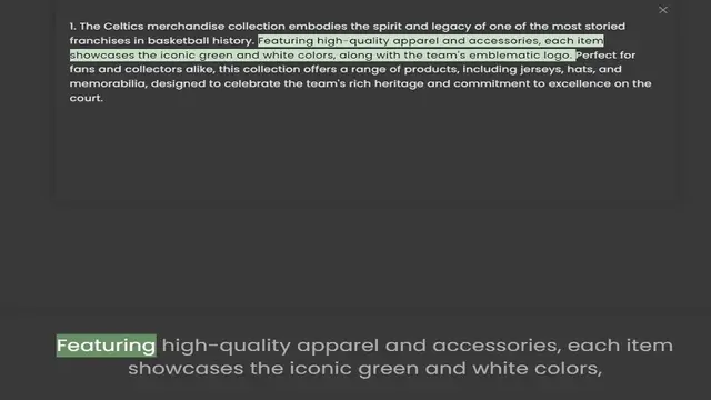 Video thumbnail for 1. The Celtics merchandise collection embodies the spirit and legacy of one of the most storied franchises in basketball history. Featuring high-quality apparel and accessories, each item showcases the iconic green and white colors, along