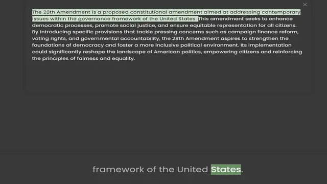 Video thumbnail for The 28th Amendment is a proposed constitutional amendment aimed at addressing contemporary issues within the governance framework of the United States. This amendment seeks to enhance democratic processes, promote social justice, and ensu