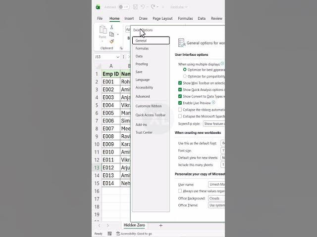 Video thumbnail for Hide Zero Instantly – Smart Formula #excel #excelforbeginners #excelshortcuts #office