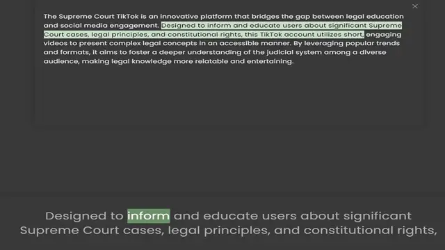 Video thumbnail for The Supreme Court TikTok is an innovative platform that bridges the gap between legal education and social media engagement. Designed to inform and educate users about significant Supreme Court cases, legal principles, and constitutional