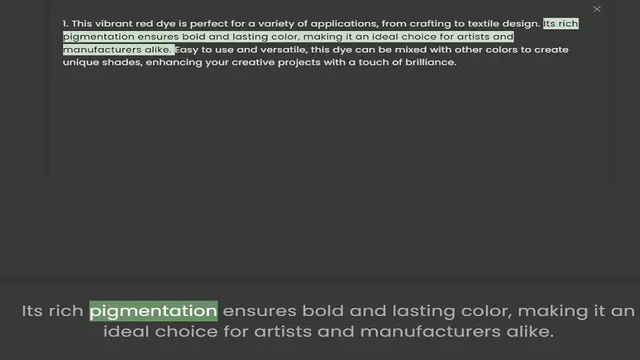 Video thumbnail for pigmentation ensures bold and lasting color, making it an ideal choice for artists and manufacturers alike. Easy to use and versatile, this dye can be mixed with other colors to create unique shades, enhancing your creative projects with