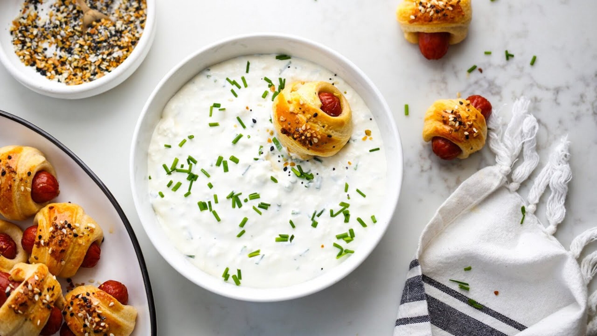 Video thumbnail for Everything-Seasoned Pigs In A Blanket And Cream Cheese Dip Recipe