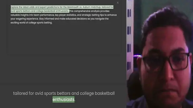 'Video thumbnail for Explore the latest odds and expert predictions for the Monmouth vs. Auburn matchup, tailored for avid sports bettors and college basketball enthusiasts. This comprehensive analysis provides valuable insights into team performance, key pla'