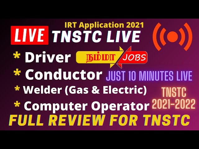 Video thumbnail for TNSTC Recruitment 2021 Driver and Conductor  IRT Application in Tamil 2021-2022