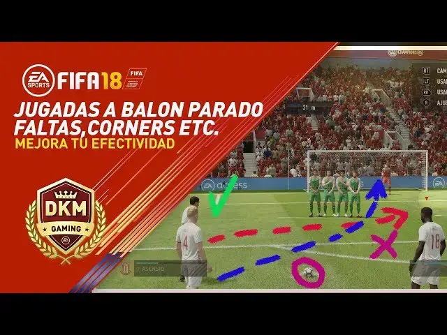 Video thumbnail for FIFA 18 ULTIMATE TEAM : JUGADAS A BALON PARADO,FALTAS,CORNERS,ETC⚽✔️