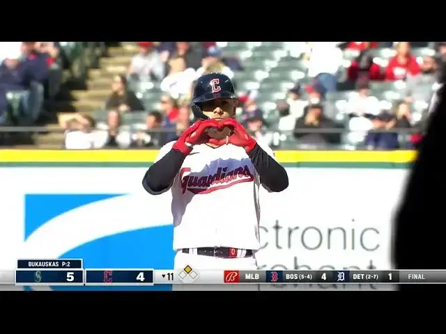 'Video thumbnail for Andres Gimenez BELTS a RBI Double, Scoring Josh Naylor! | Cleveland Guardians | 4/9/2023'