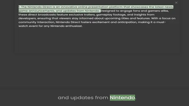 Video thumbnail for game announcements, and updates from Nintendo. Designed to engage fans and gamers alike, these direct broadcasts feature exclusive trailers, gameplay footage, and insights from developers, ensuring that viewers stay informed about upcomin