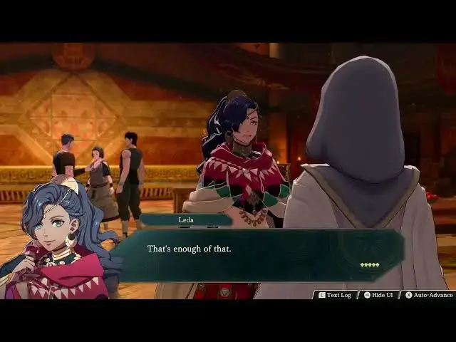 Video thumbnail for Fire Emblem: Fortune's Weave - 1 Leda Path Ch 4: Head To The Tavern: Leda Meets Aswan Cutscene