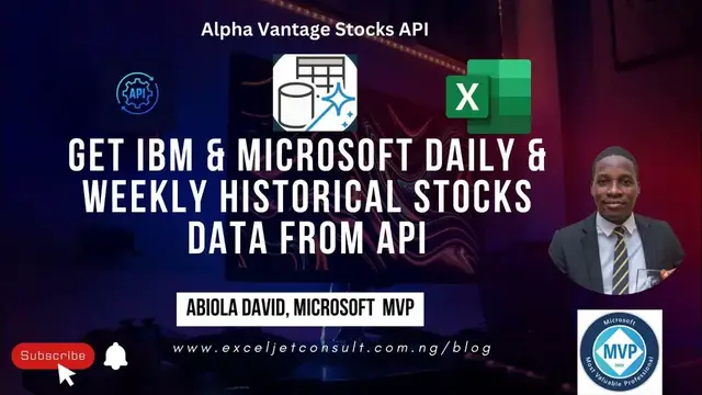 'Video thumbnail for Get IBM and Microsoft Daily and Weekly Historical Stocks Data from API'