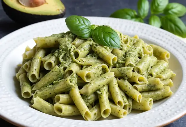 Video thumbnail for Avocado Pesto Pasta Recipe