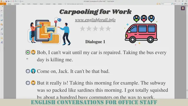 Video thumbnail for Carpooling for Work - English Conversations for Office Staff