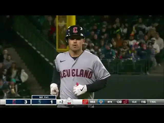 'Video thumbnail for Steven Kwan BELTS a RBI Sacrifice-Fly, Scoring Mike Zunino! | Cleveland Guardians | 3/31/2023'