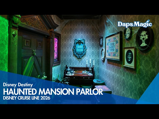 Video thumbnail for Haunted Mansion Parlor on the Disney Destiny | Disney Cruise Line 4K 👻🛳️