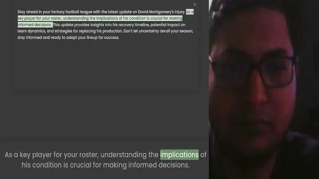 'Video thumbnail for Stay ahead in your fantasy football league with the latest update on David Montgomery's injury. As a key player for your roster, understanding the implications of his condition is crucial for making informed decisions. This update provide'