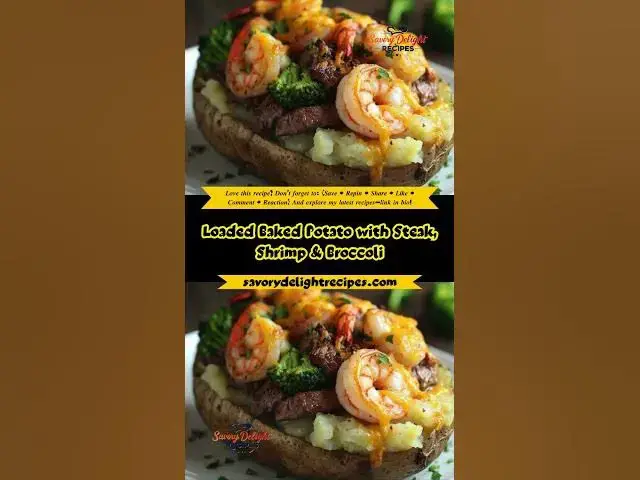 'Video thumbnail for Loaded Baked Potato with Steak, Shrimp & Broccoli'