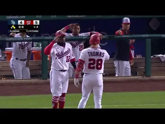 'Video thumbnail for Lane Thomas KNOCKS a RBI Single, Scoring Victor Robles! | Washington Nationals | 4/4/2023'