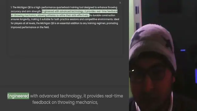 Video thumbnail for 1. The Michigan QB is a high-performance quarterback training tool designed to enhance throwing accuracy and arm strength. Engineered with advanced technology, it provides real-time feedback on throwing mechanics, allowing athletes to ref