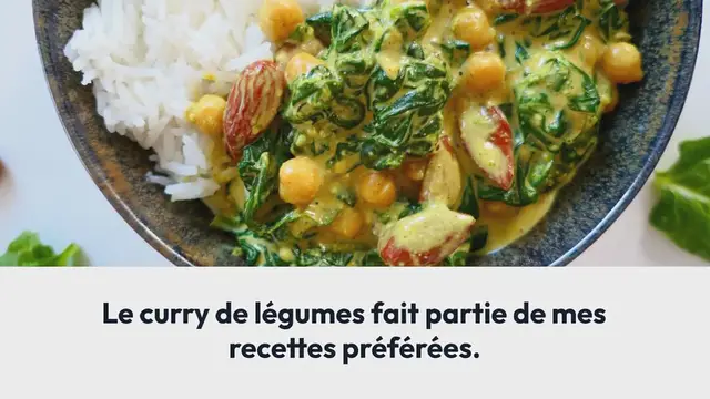 Video thumbnail for Curry vegan aux épinards et pois-chiches