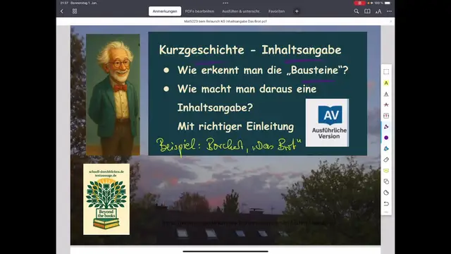 Video thumbnail for Neu: Borchert, "Das Brot" - Inhaltsangabe - Schritt für Schritt entsteht sie "live" am Text