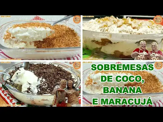 Video thumbnail for Sobremesa Cremosa de Coco, Sobremesa de Banana Caramelada, Pavê de Maracujá e Chocolate