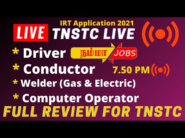 Video thumbnail for TNSTC Recruitment 2021 Driver and Conductor IRT Application  Full Review In Tamil