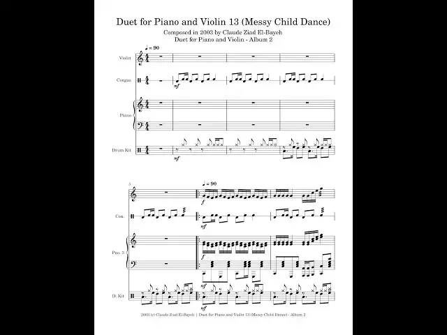 'Video thumbnail for Duet for Piano and Violin 13 (Messy Child Dance) - Claude Ziad El-BayehComposed in 2003'