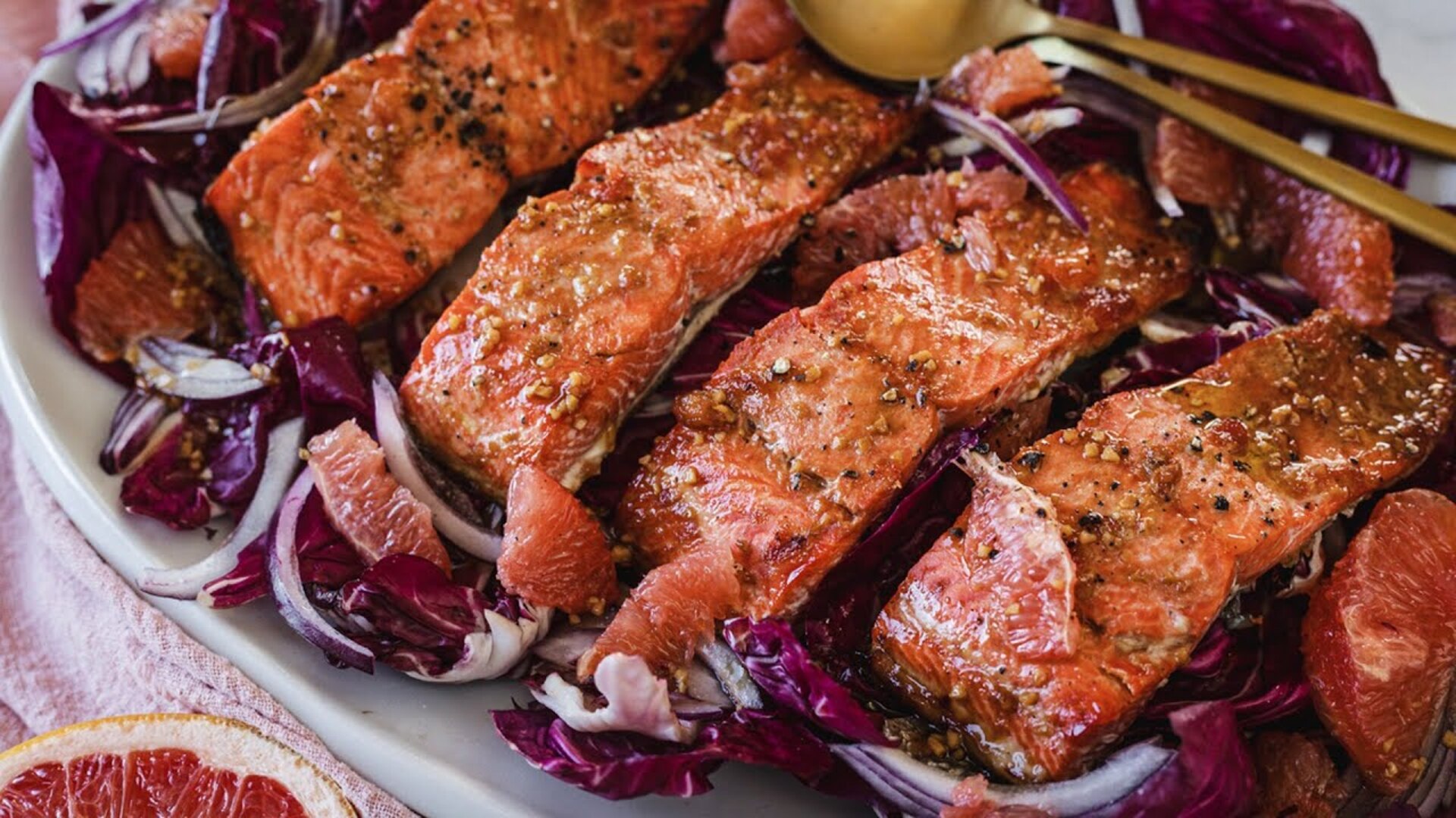 Video thumbnail for "Embrace The Bitter" Grapefruit Salmon Salad Recipe