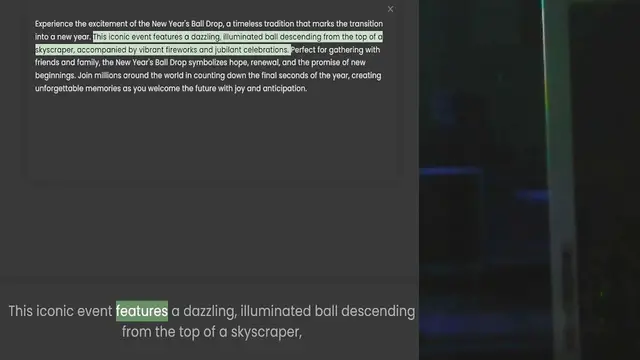 Video thumbnail for Experience the excitement of the New Year's Ball Drop, a timeless tradition that marks the transition into a new year. This iconic event features a dazzling, illuminated ball descending from the top of a skyscraper, accompanied by vibrant