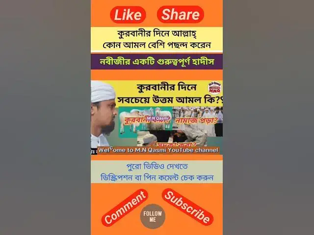 Video thumbnail for কুরবানীর দিনে আল্লাহ্ কোন আমল বেশি পছন্দ করে? কুরবানী সম্পর্কে একটি হাদীস #hadith#banglahadis#shorts