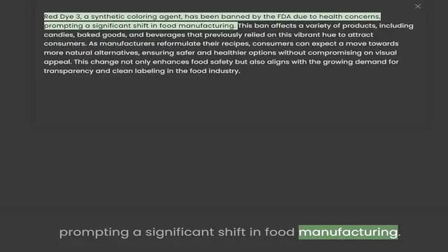 Video thumbnail for prompting a significant shift in food manufacturing. This ban affects a variety of products, including candies, baked goods, and beverages that previously relied on this vibrant hue to attract consumers. As manufacturers reformulate their